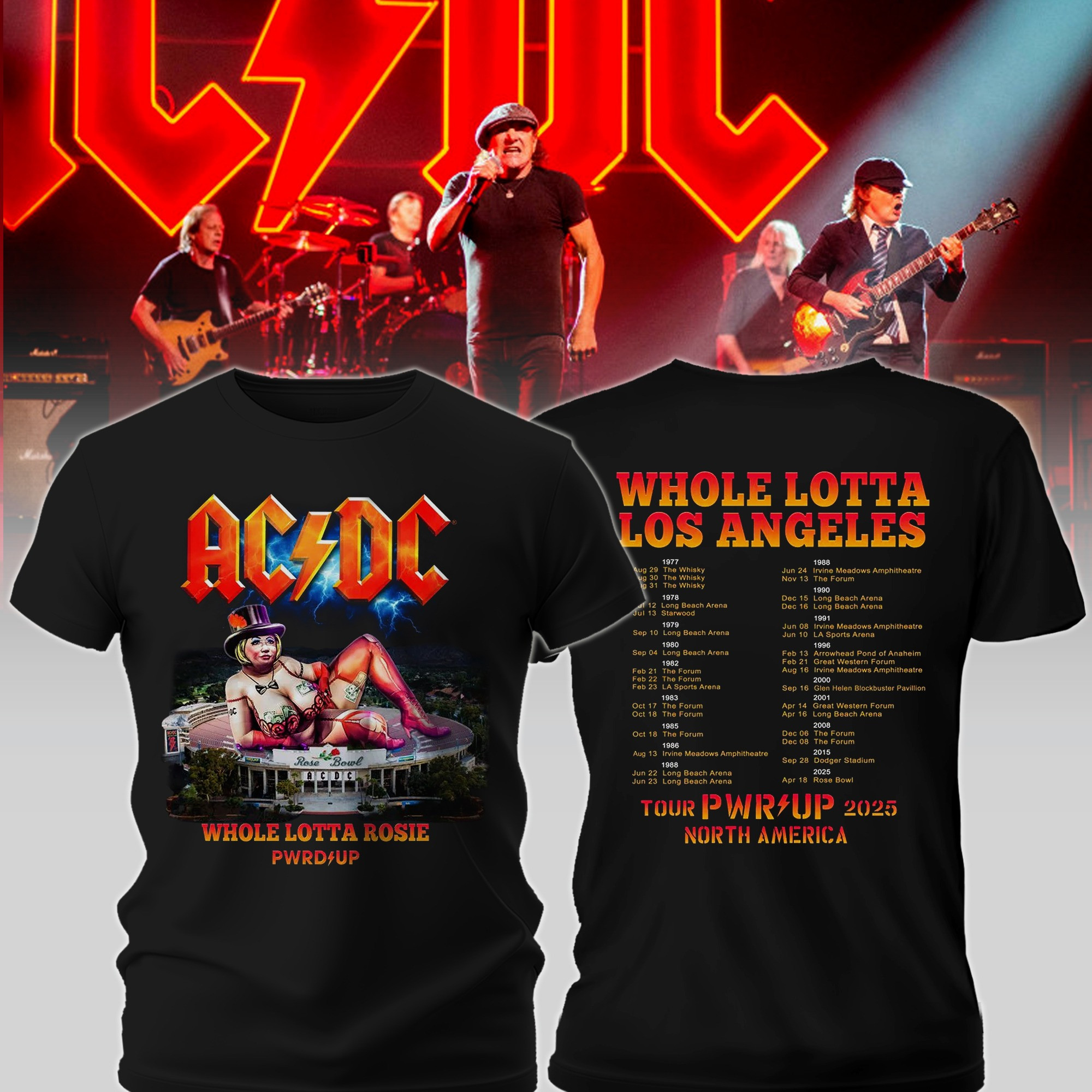 Whole Lotta Rosie LA PWR UP Tour T-Shirt Gifts For Music Lovers