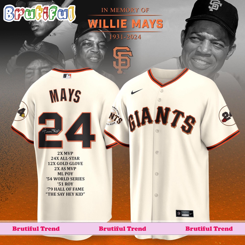 Willie Mays San Francisco Giants 1931-2024 Jersey Shirt