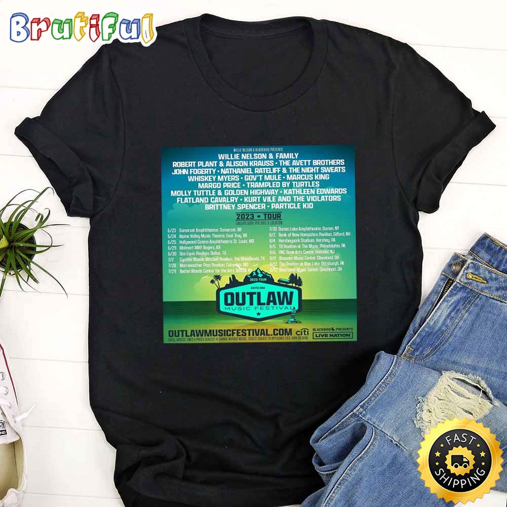 Willie Nelson Outlaw Music Festival Tour 2023 Tour Dates T-Shirt