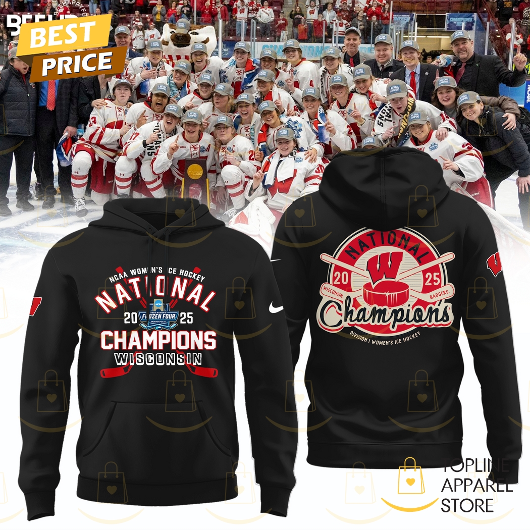 Wisconsin Badgers 2025 NCAA Frozen Four Womens Ice Hockey National Champions Hoodie - Black