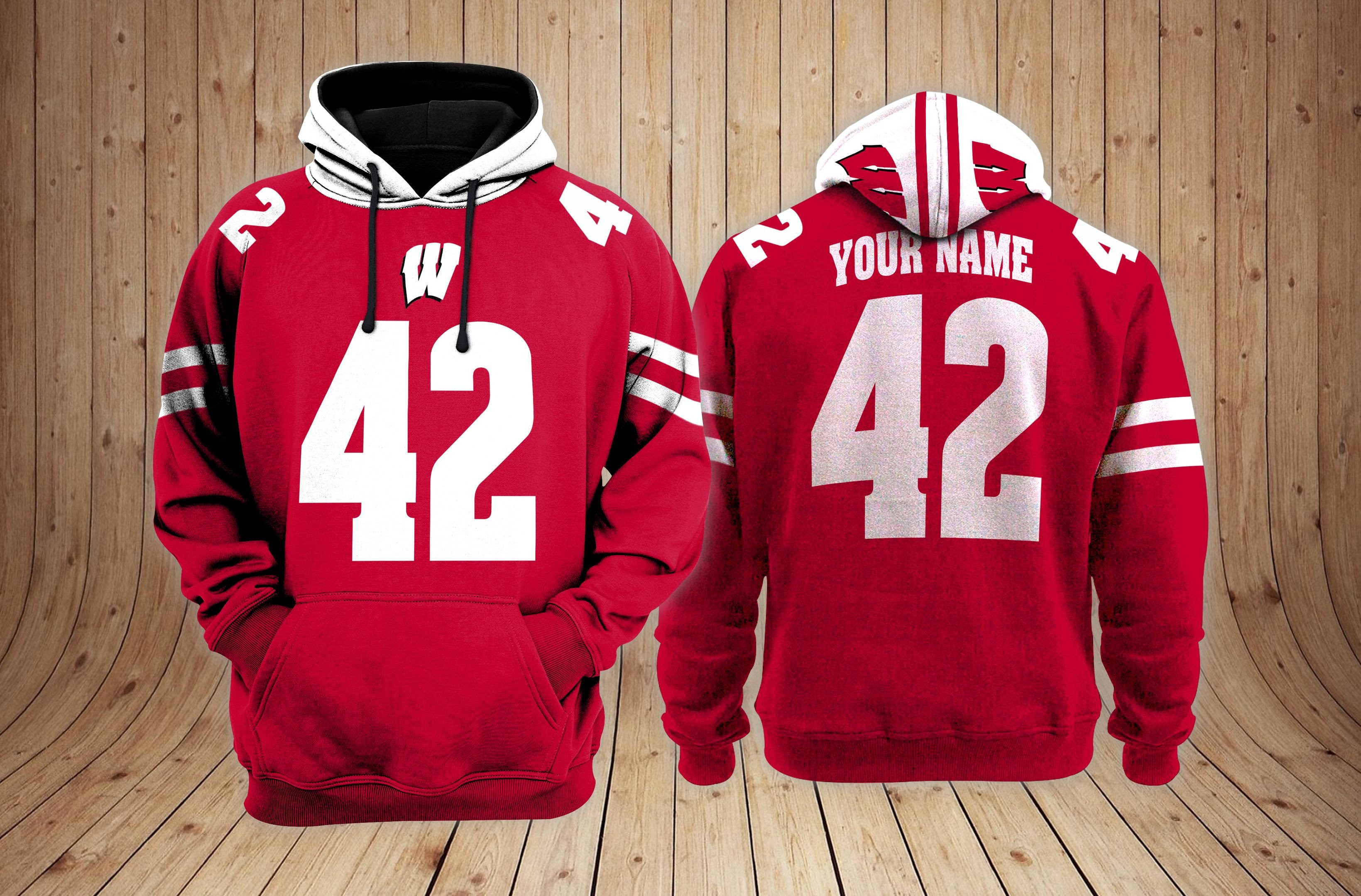 Wisconsin Badgers University Football Custom 3D printed Sweatshirt Hoodie Zipped Hoodie
