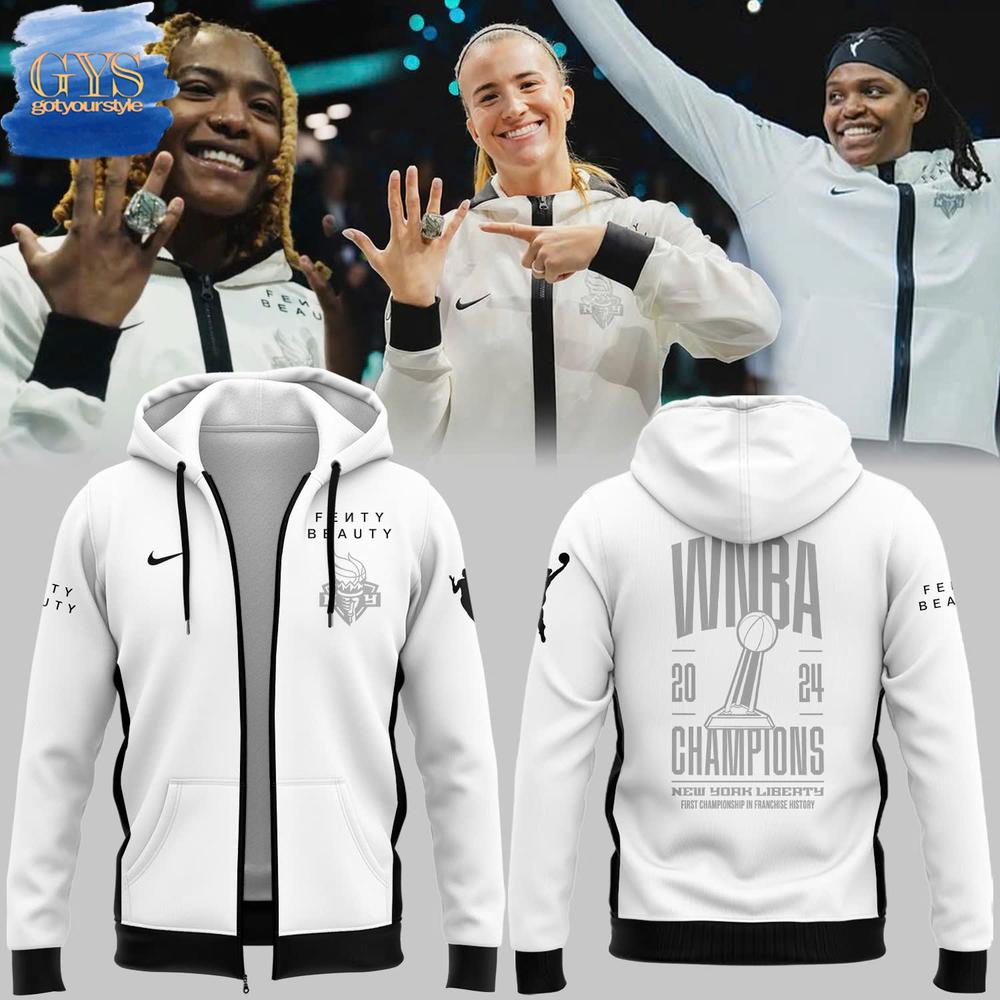 WNBA Champions New York Liberty Fenty Beauty Limited Edition Zip Hoodie Premium Merchandises