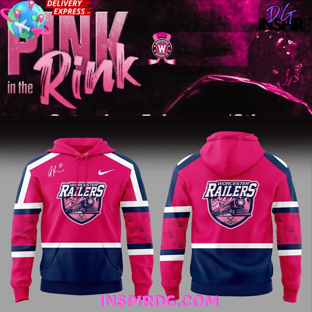 Worcester Railers Pink In The Rink Anthony Repaci Hoodie