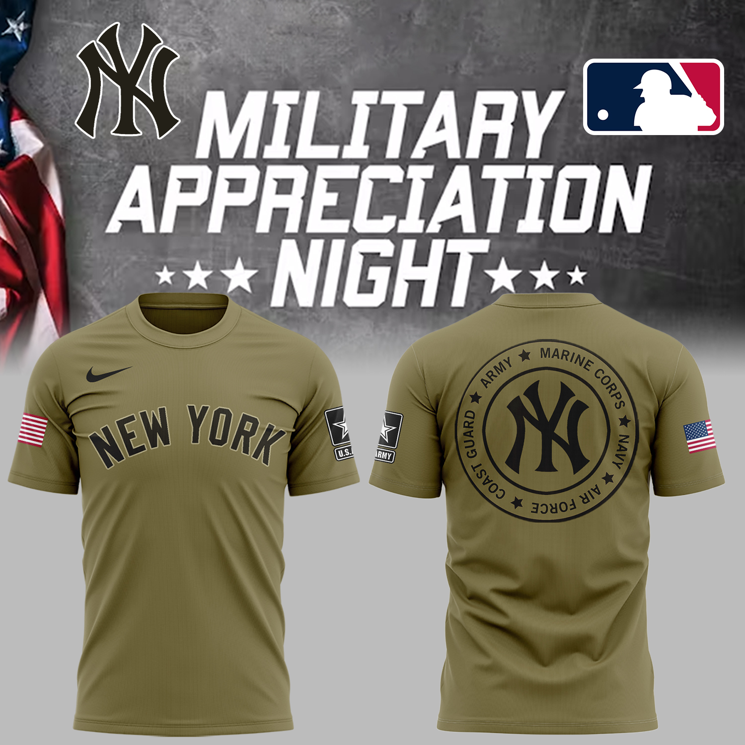 Yankees x Military Appreciation Night 2025 T-Shirt Baseball Coach Gift Ideas - L