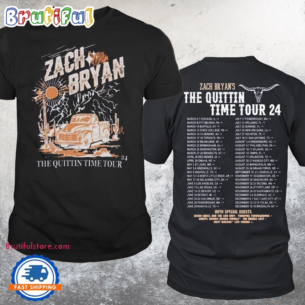 Zach Bryan Merch, Zach Bryan The Quittin Time Tour 2024 Schedule T Shirt