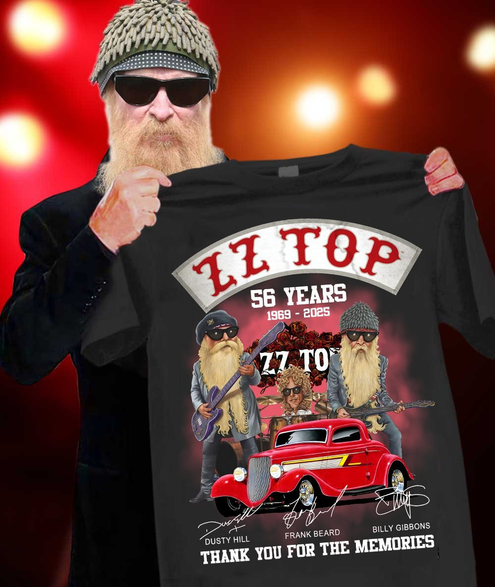 ZZ Top 56 Years 1969 2025 T-Shirt Thank You For The Memories Gifts For Rock Fans